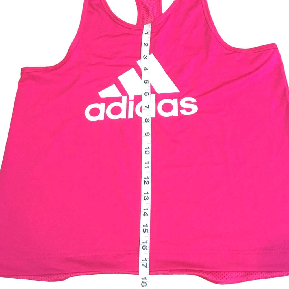 NWT Adidas Racerback Tank Front Logo Mesh Back Hot Pink Women’s Medium - Picture 4 of 10